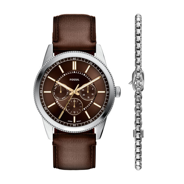 Montre homme Fossil Pearson FS6226SET – cadran marron bracelet cuir marron – vue de face