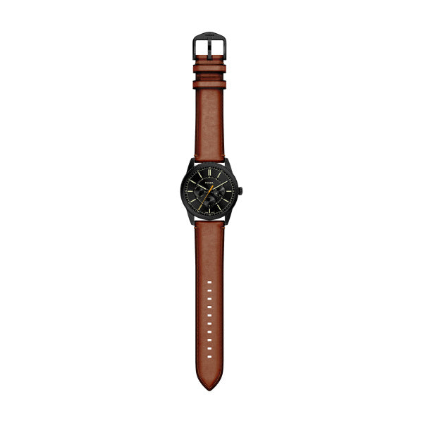 Montre homme Fossil Pearson FS6239 – cadran noir bracelet cuir marron – vue 5