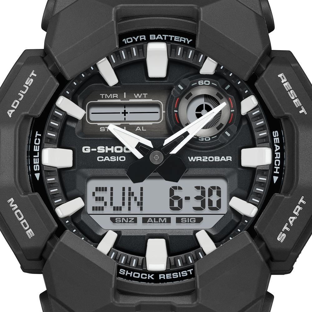 Collection G-Shock - GA-010-1AER - Montre Casio – grand boîtier noir, bracelet en résine bio noire – vue 8