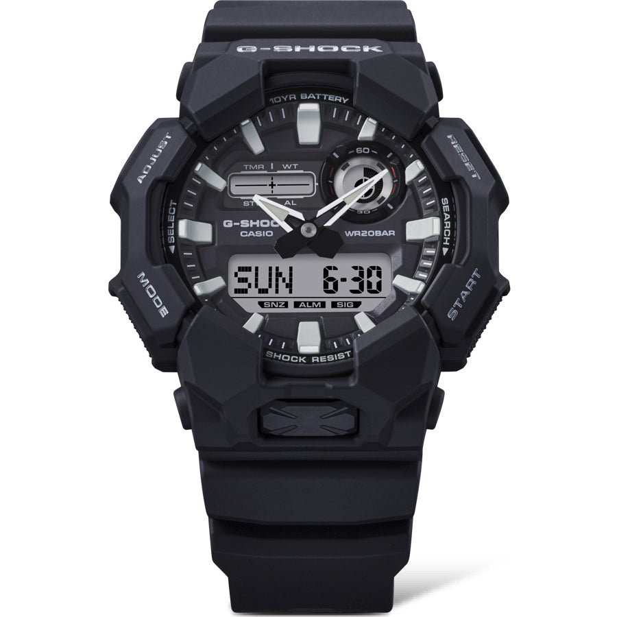 Collection G-Shock - GA-010-1AER - Montre Casio – grand boîtier noir, bracelet en résine bio noire – vue 6