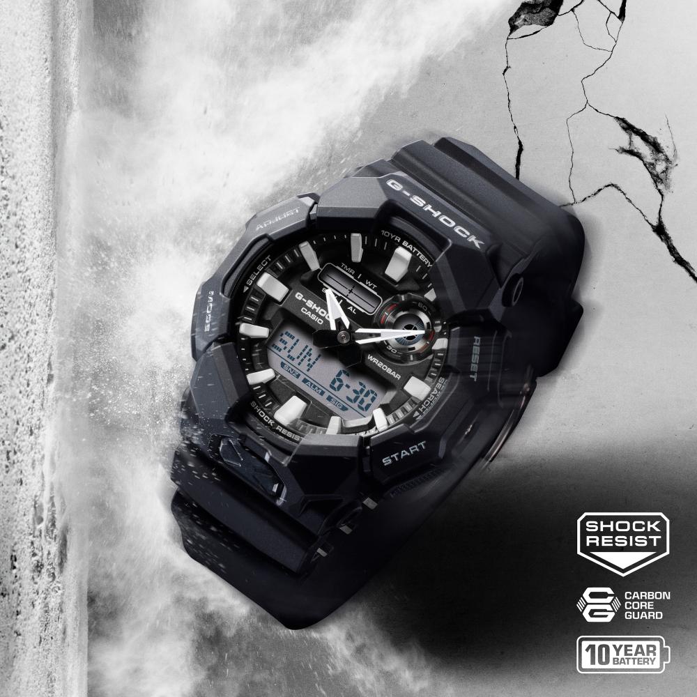 Collection G-Shock - GA-010-1AER - Montre Casio – grand boîtier noir, bracelet en résine bio noire – vue 3