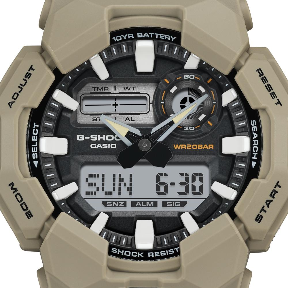 Collection G-Shock - GA-010-5AER - Montre Casio – grand boîtier marron, bracelet en résine bio marron – vue 6