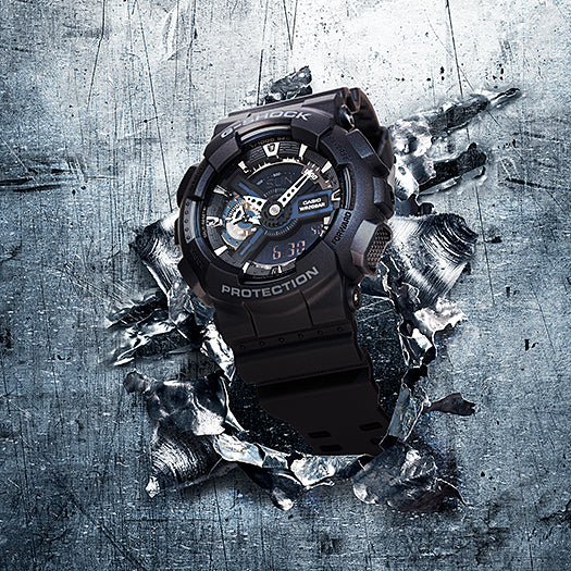 Collection G-Shock - GA-110-1BER - Montre Casio – grand boîtier et bracelet en résine noirs, index argentés – vue 3