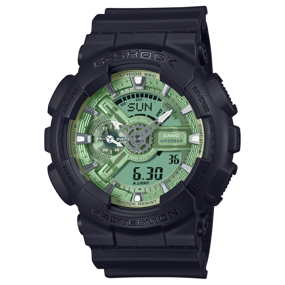 Collection G-Shock - GA-110CD-1A3ER - Montre Casio – grand boîtier et bracelet en résine noirs, cadran coloré – vue de face