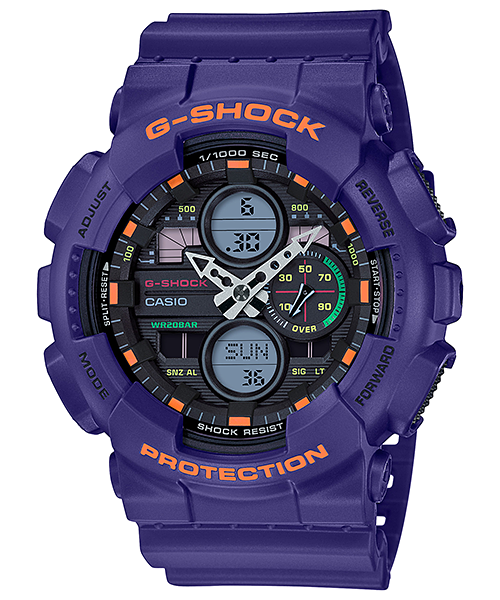Collection G-Shock - GA-140-6AER - Montre Casio – grand boîtier en résine violet, bracelet en résine violet – vue de face