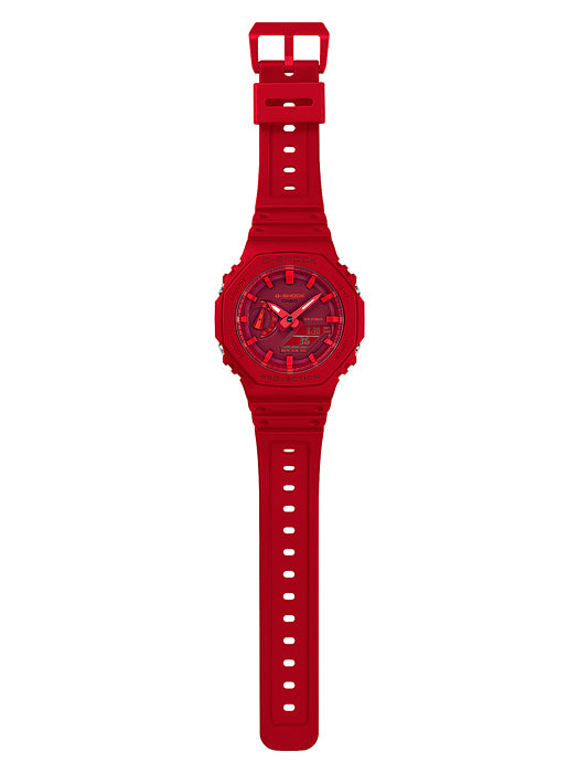Collection G-Shock - GA-2100-4AER - Montre Casio – boîtier rouge, bracelet en résine rouge – vue 3