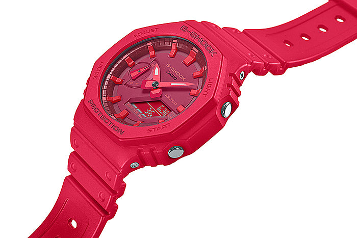 Collection G-Shock - GA-2100-4AER - Montre Casio – boîtier rouge, bracelet en résine rouge – vue 5