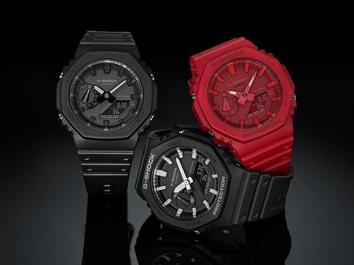Collection G-Shock - GA-2100-4AER - Montre Casio – boîtier rouge, bracelet en résine rouge – vue 6