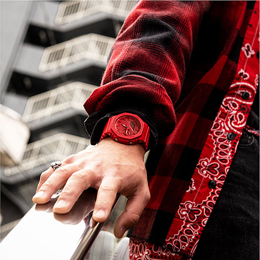 Collection G-Shock - GA-2100-4AER - Montre Casio – boîtier rouge, bracelet en résine rouge – vue 7