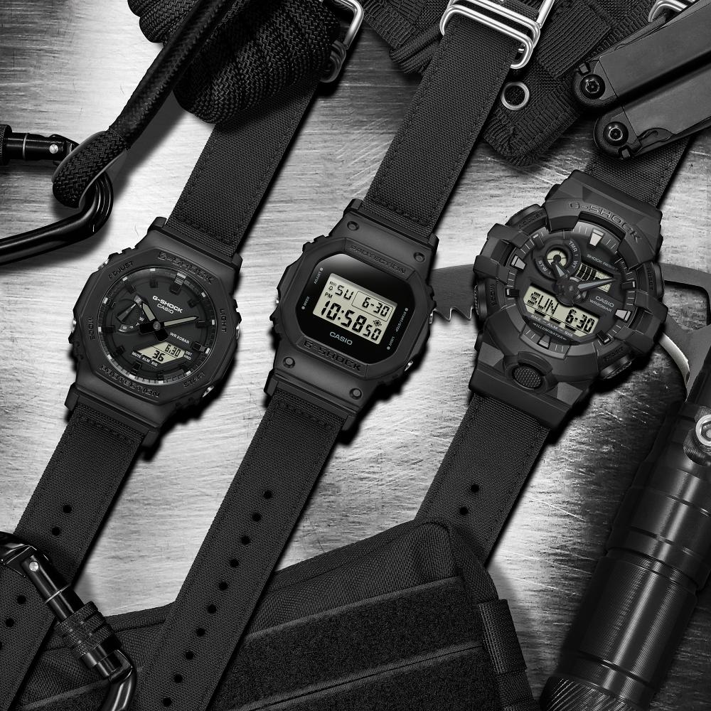Collection G-Shock - GA-2100BCE-1AER - Montre Casio – boîtier octogonal noir, bracelet en tissu Cordura noir – vue 6