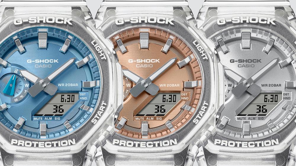 Collection G-Shock - GA-2100BM-7A5ER - Montre Casio – boîtier octogonal et bracelet translucides clairs, cadran métallique or rose – vue 5