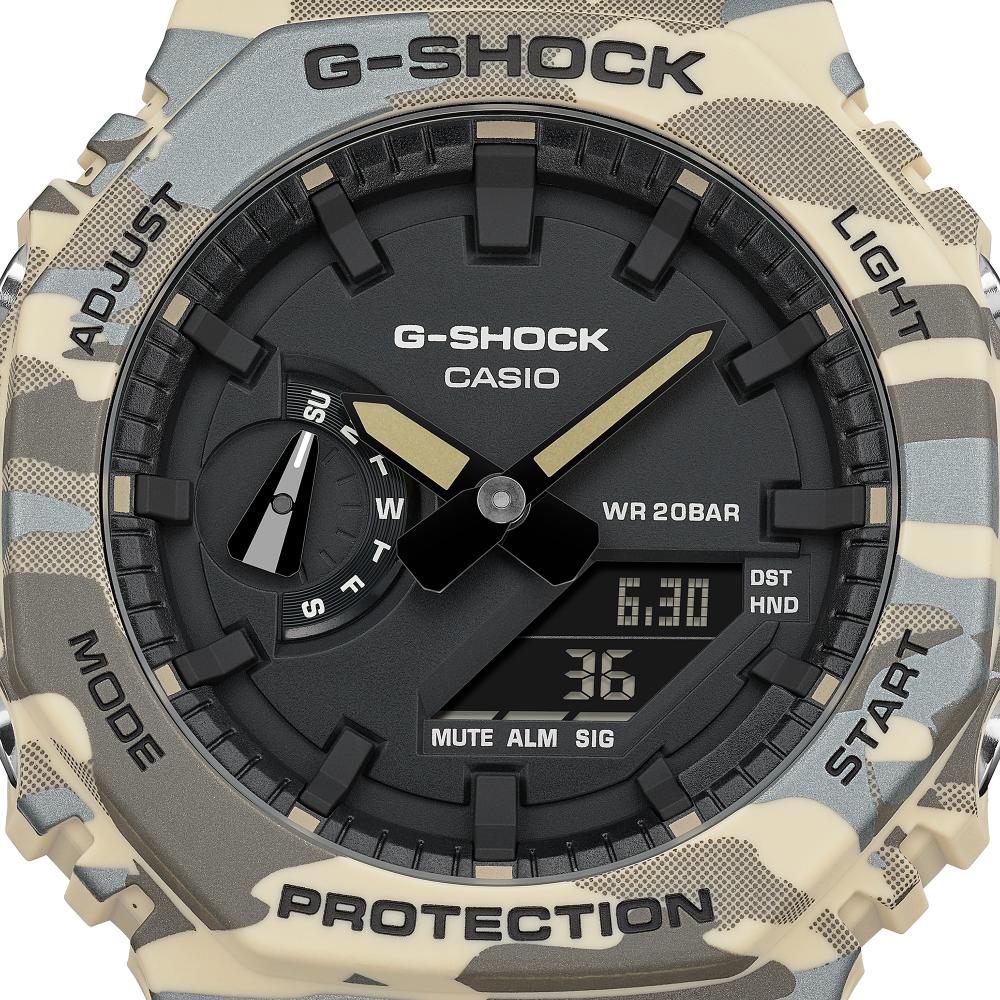 Collection G-Shock - GA-2100CM-5AER - Montre Casio – boîtier à motif camouflage marron, bracelet en résine bio marron – vue 4