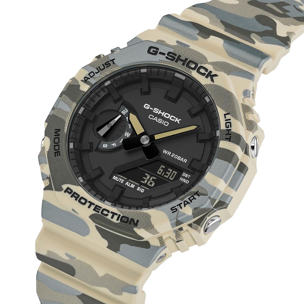 Collection G-Shock - GA-2100CM-5AER - Montre Casio – boîtier à motif camouflage marron, bracelet en résine bio marron – vue 5