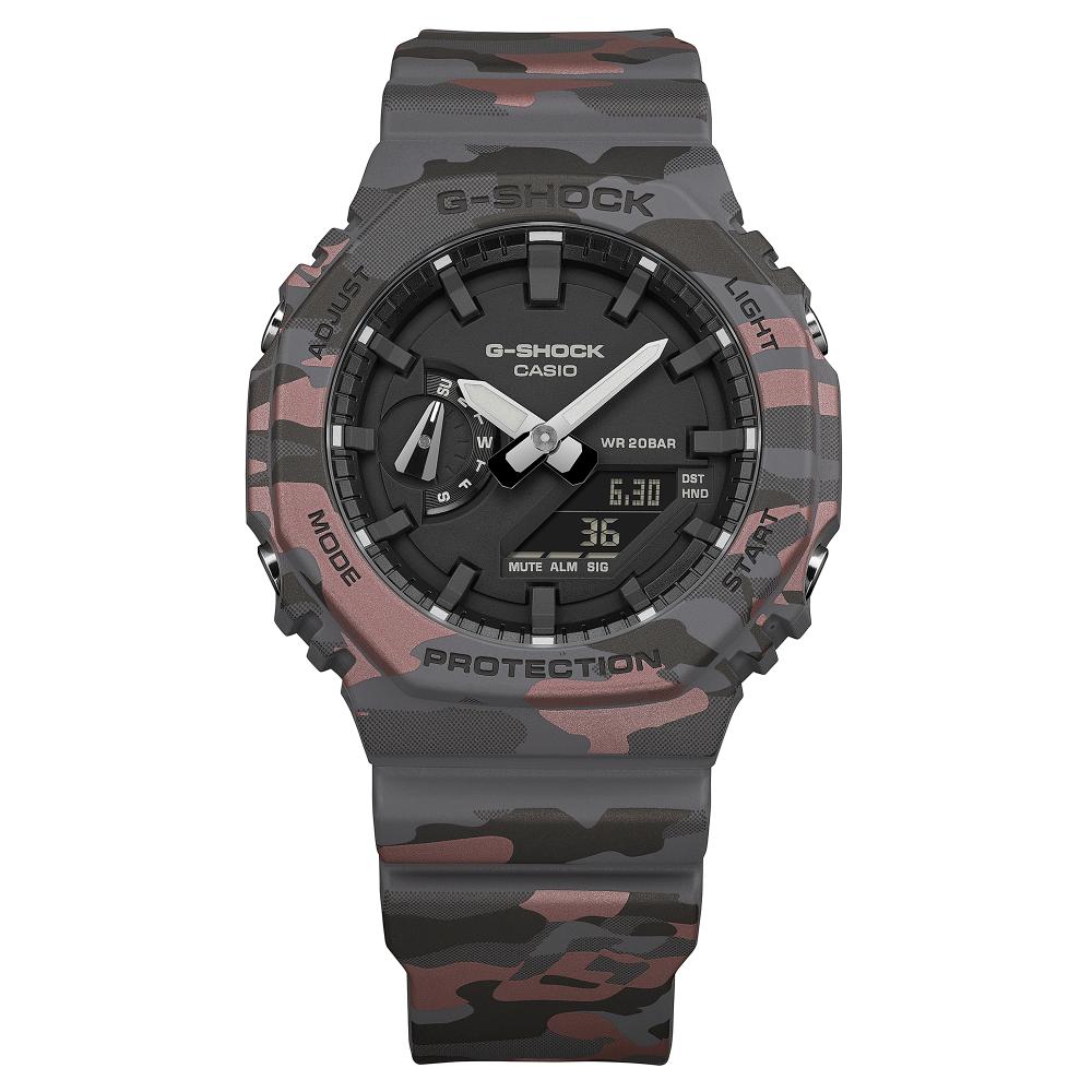 Collection G-Shock - GA-2100CM-8AER - Montre Casio – boîtier à motif camouflage gris, bracelet en résine bio grise – vue 7