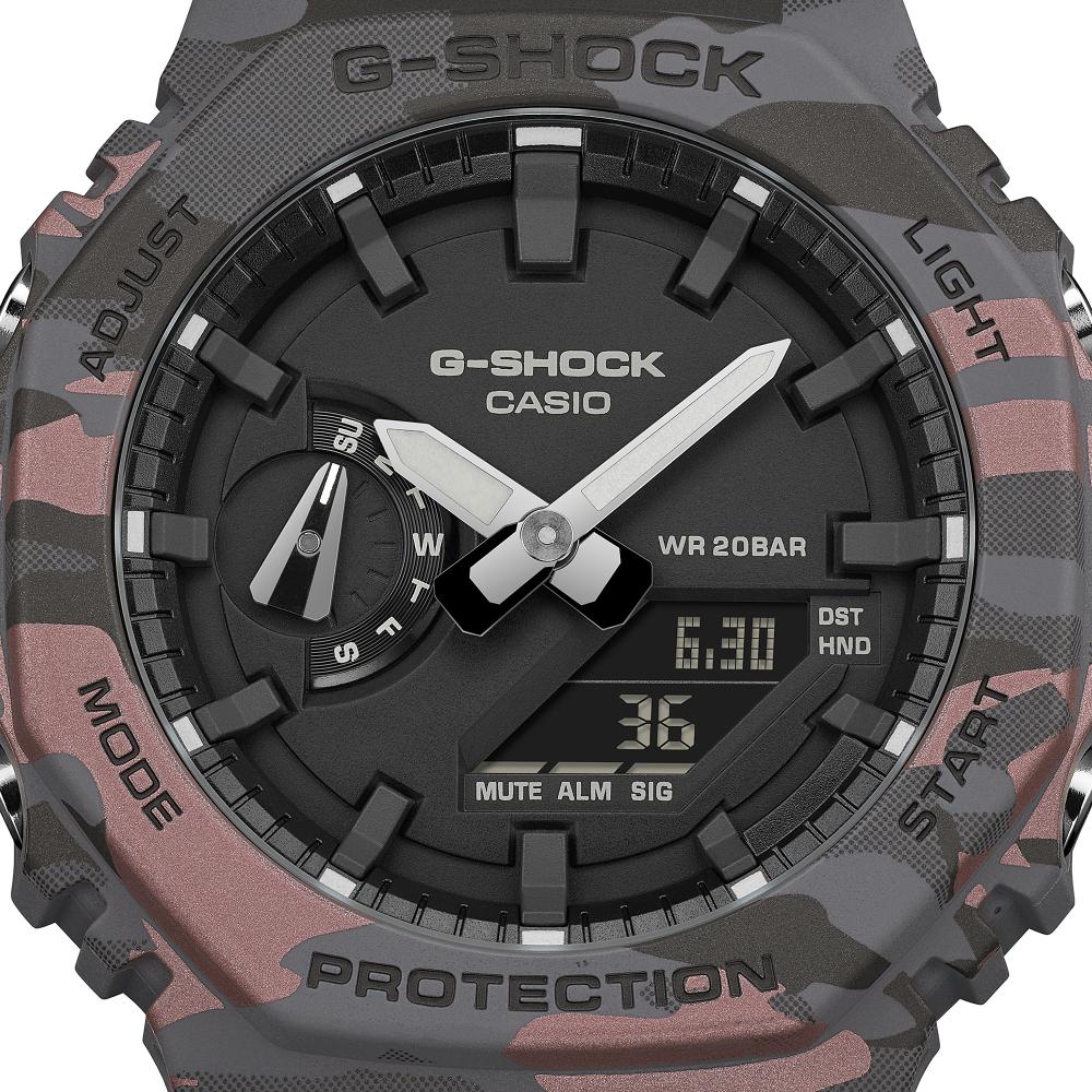 Collection G-Shock - GA-2100CM-8AER - Montre Casio – boîtier à motif camouflage gris, bracelet en résine bio grise – vue 3