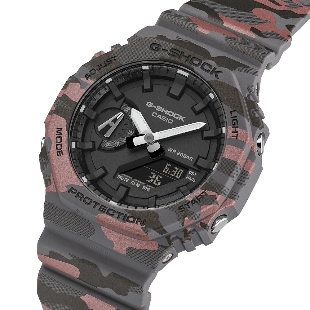 Collection G-Shock - GA-2100CM-8AER - Montre Casio – boîtier à motif camouflage gris, bracelet en résine bio grise – vue 4