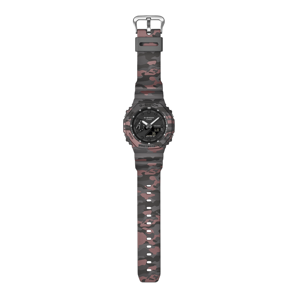 Collection G-Shock - GA-2100CM-8AER - Montre Casio – boîtier à motif camouflage gris, bracelet en résine bio grise – vue 8