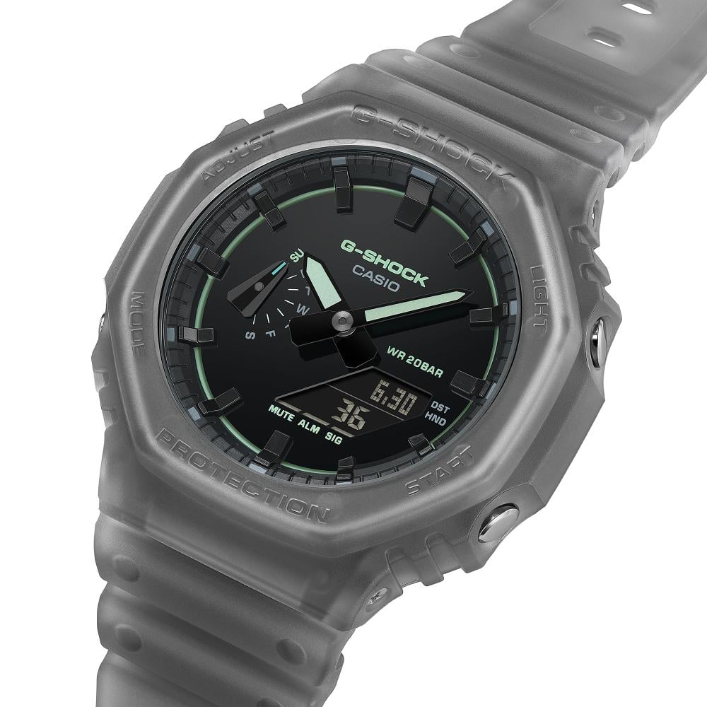 Collection G-Shock - GA-2100K-1AER - Montre Casio – boîtier et bracelet en résine translucide mate noire, cadran noir laqué – vue 4