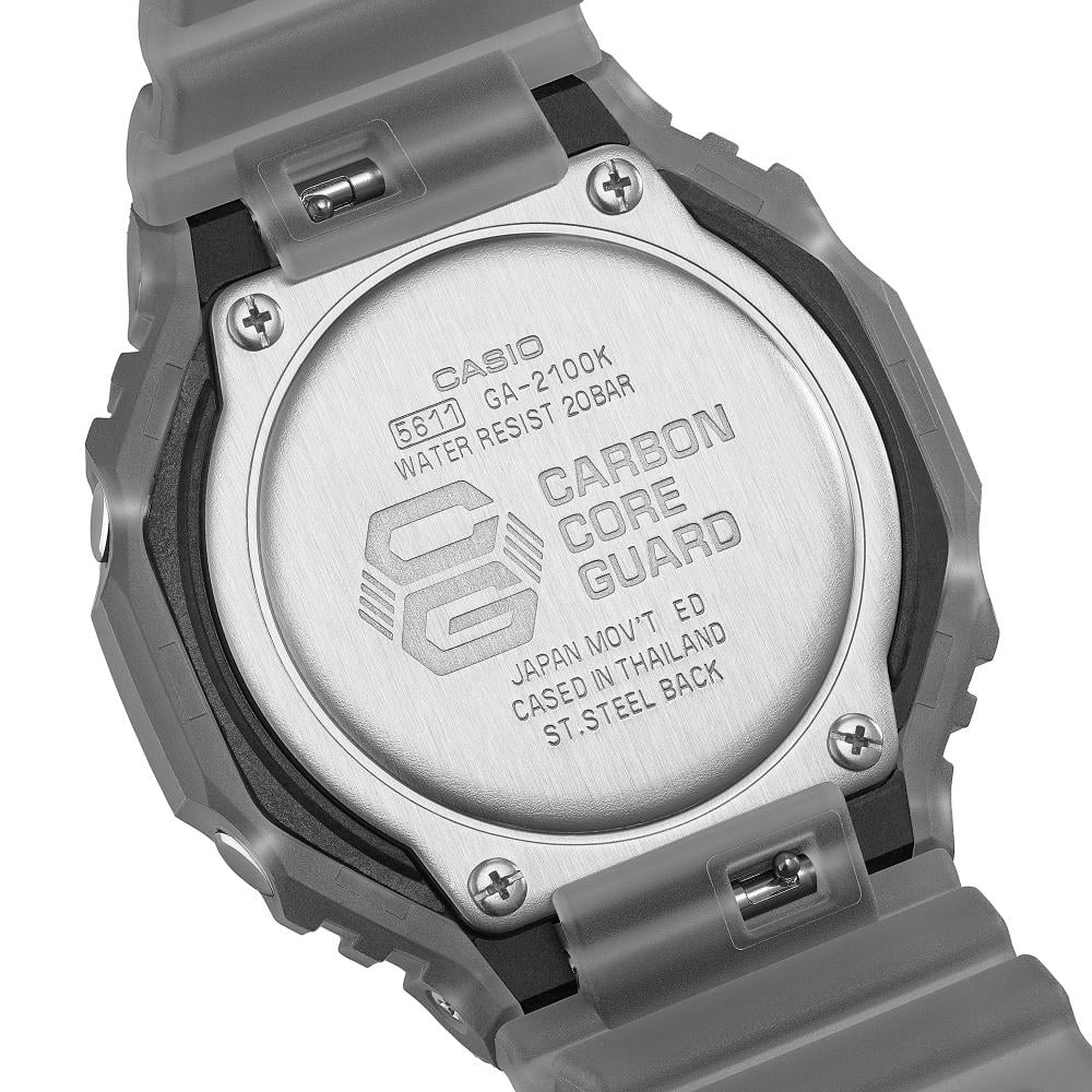 Collection G-Shock - GA-2100K-1AER - Montre Casio – boîtier et bracelet en résine translucide mate noire, cadran noir laqué – vue 5