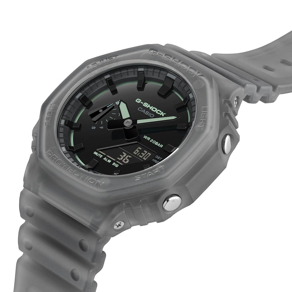 Collection G-Shock - GA-2100K-1AER - Montre Casio – boîtier et bracelet en résine translucide mate noire, cadran noir laqué – vue 7