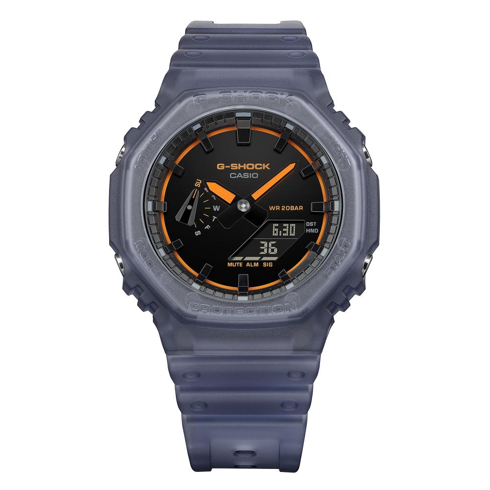 Collection G-Shock - GA-2100K-2AER - Montre Casio – boîtier en carbone et résine bleu translucide mat, cadran noir laqué, bracelet en résine bleu translucide – vue 7