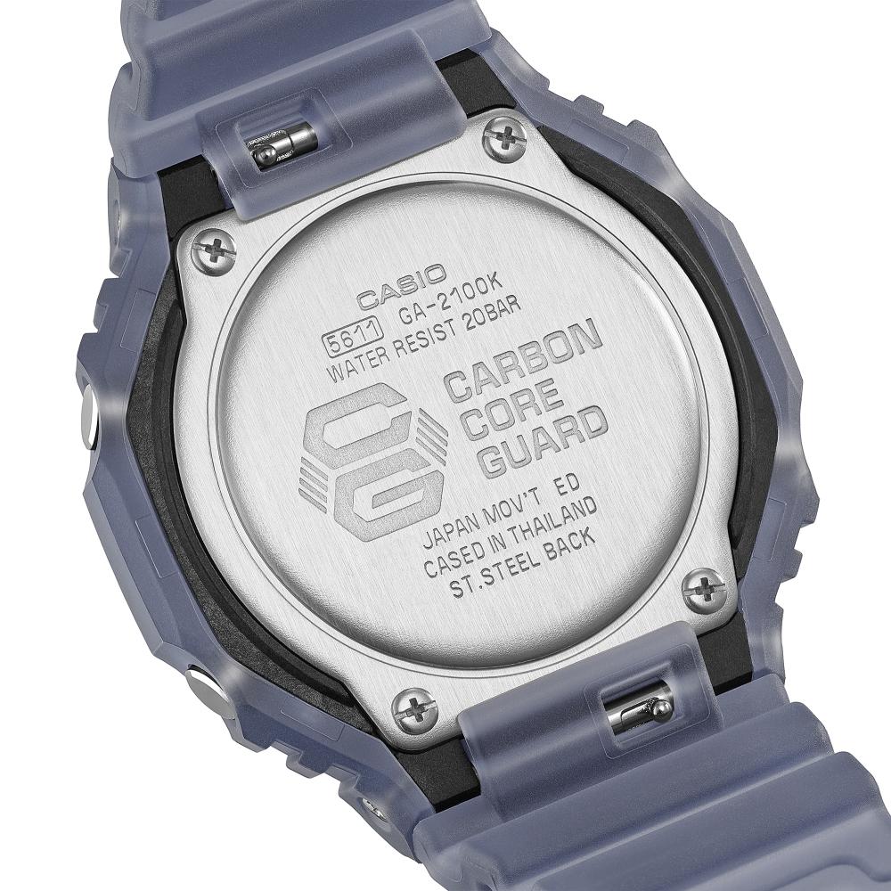 Collection G-Shock - GA-2100K-2AER - Montre Casio – boîtier en carbone et résine bleu translucide mat, cadran noir laqué, bracelet en résine bleu translucide – vue 5