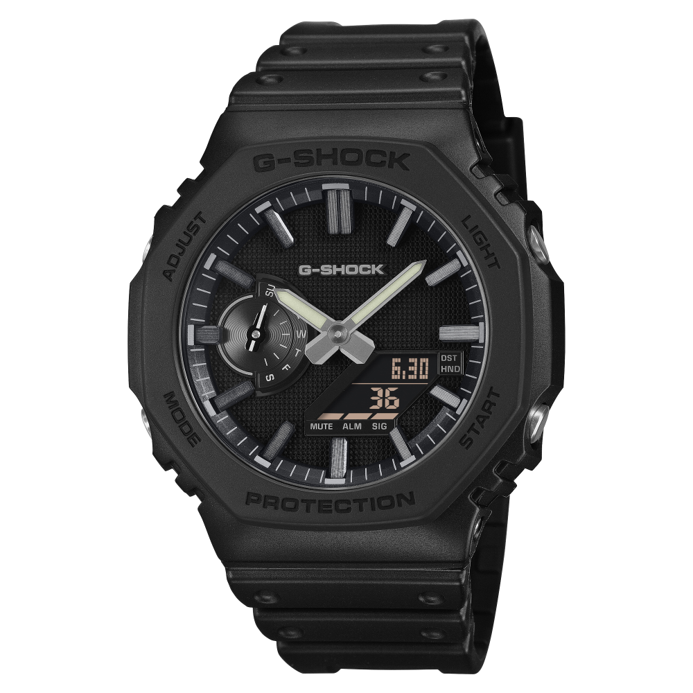 Collection G-Shock - GA-2100LXB-1AER - Montre Casio – boîtier en carbone et résine bio noir, bracelet en résine bio noire – vue de face