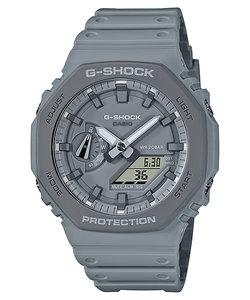 Collection G-Shock - GA-2110ET-8AER - Montre Casio – boîtier octogonal gris, bracelet en résine grise – vue de face