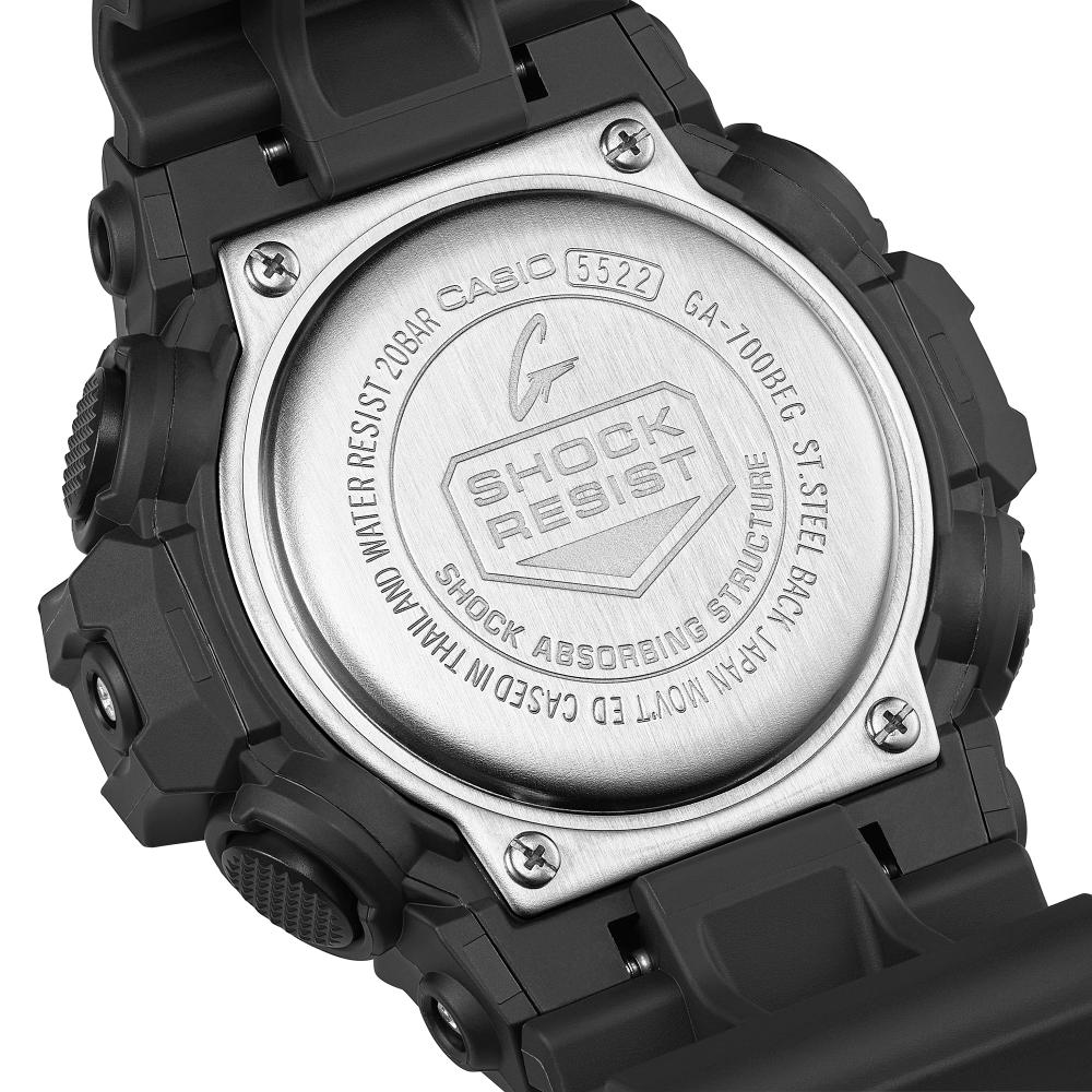 Collection G-Shock - GA-700BEG-1AER - Montre Casio – très grand boîtier en résine noir, écran à touches vert électrique, bracelet en résine noir – vue 6