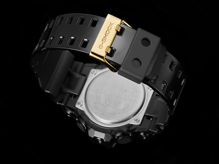 Collection G-Shock - GA-710GB-1AER - Montre Casio – grand boîtier noir brillant aux accents dorés, bracelet en résine noire – vue 7
