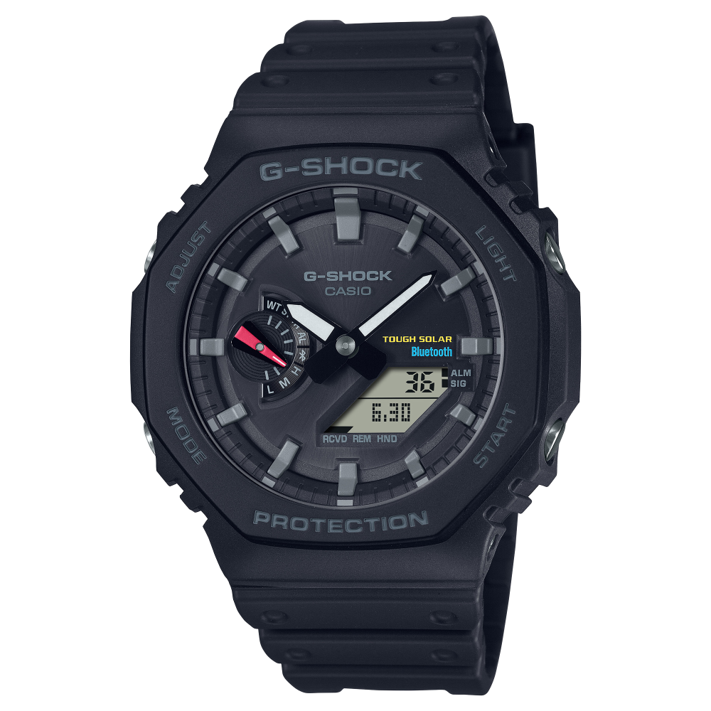 Collection G-Shock - GA-B2100-1AER - Montre Casio – boîtier octogonal en carbone et résine noir, bracelet en résine noire – vue de face