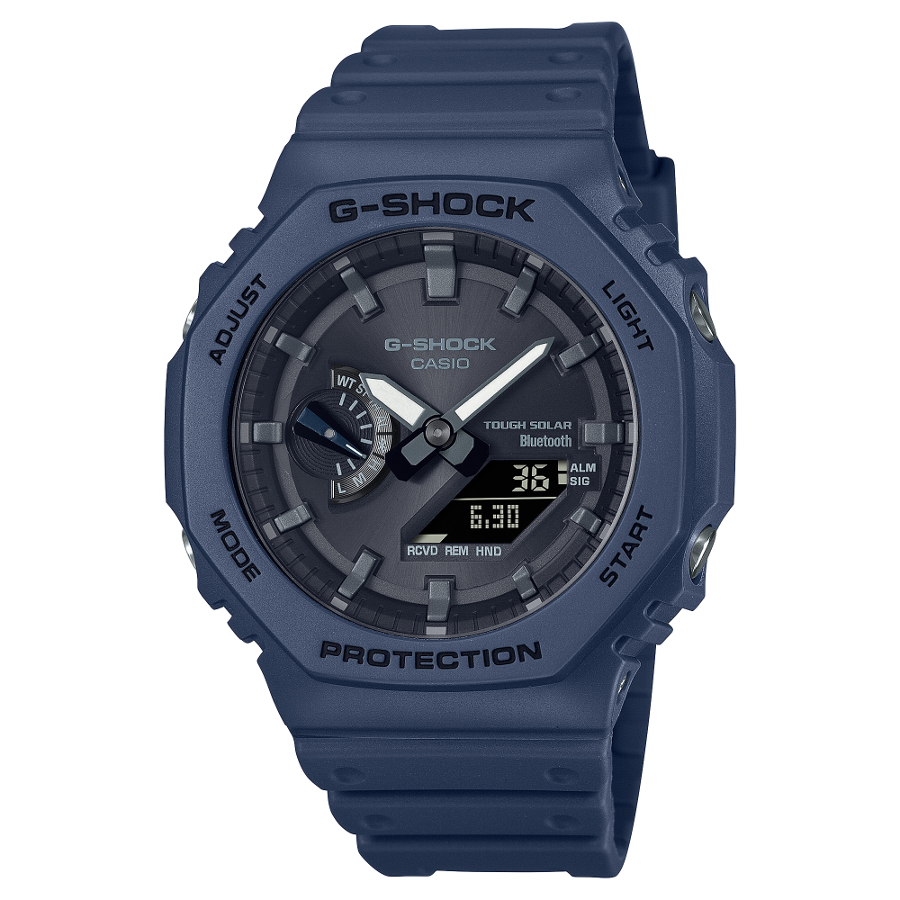 Collection G-Shock - GA-B2100-2AER - Montre Casio – boîtier octogonal bleu, bracelet en résine bleue – vue de face