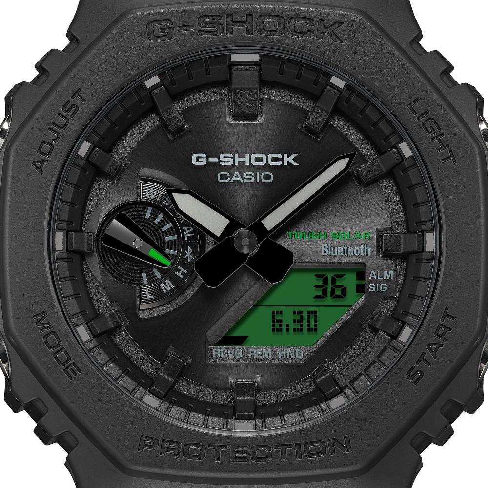 Collection G-Shock - GA-B2100BEG-1AER - Montre Casio – boîtier en carbone et résine bio noir, écran à touches vert électrique, bracelet en résine bio noir – vue 4