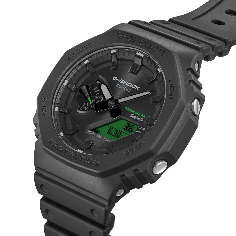 Collection G-Shock - GA-B2100BEG-1AER - Montre Casio – boîtier en carbone et résine bio noir, écran à touches vert électrique, bracelet en résine bio noir – vue 5