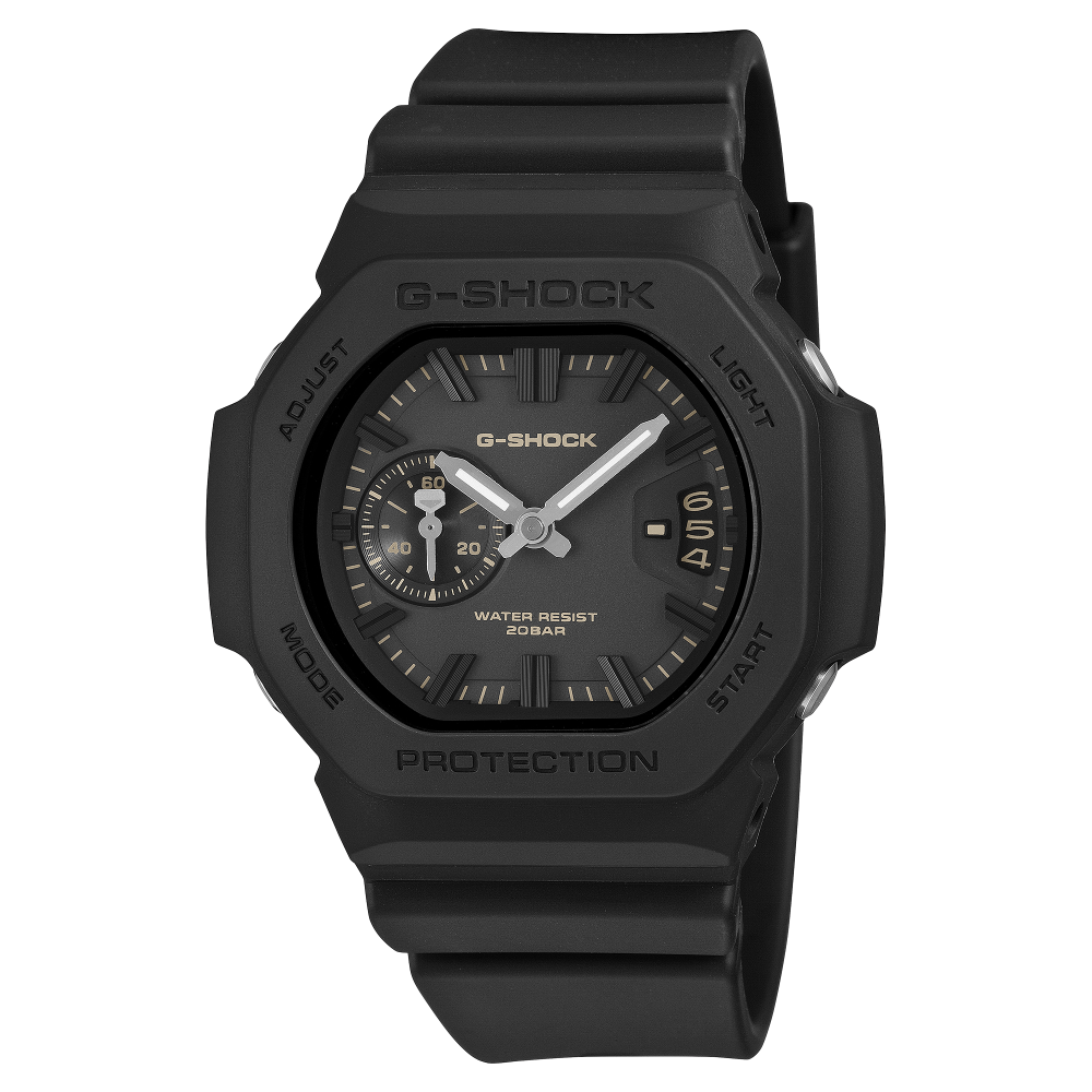 Collection G-Shock - GAC-2500-1AER - Montre Casio – boîtier et bracelet en résine bio noirs, affichage à aiguilles – vue de face
