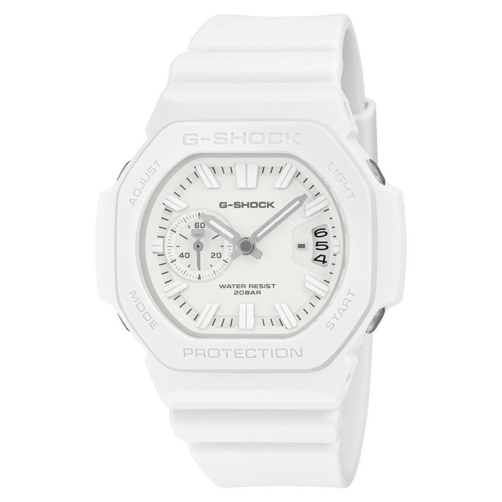 Collection G-Shock - GAC-2500-7AER - Montre Casio – montre analogique, boîtier en résine bio blanc, bracelet en résine bio blanc – vue de face