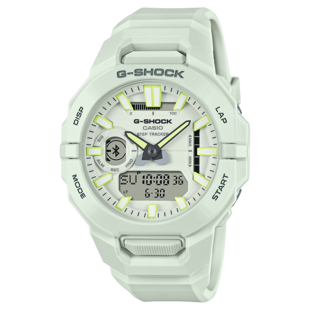 Collection G-Shock - GBA-950-7AER - Montre Casio – boîtier en résine blanc, bracelet en résine bio blanc aux plis façon origami – vue de face