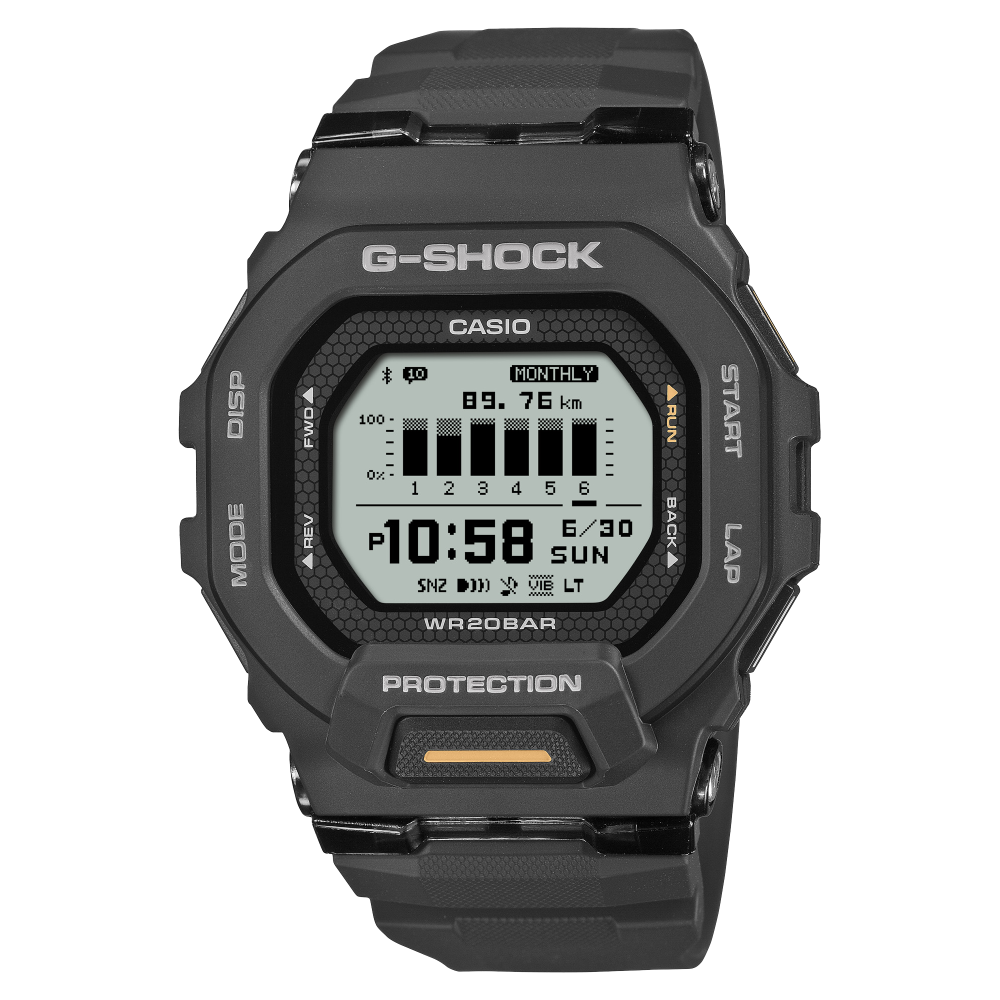 Collection G-Shock - GBD-200-1A1ER - Montre Casio – boîtier en résine noire, écran numérique, bracelet en résine noire – vue de face