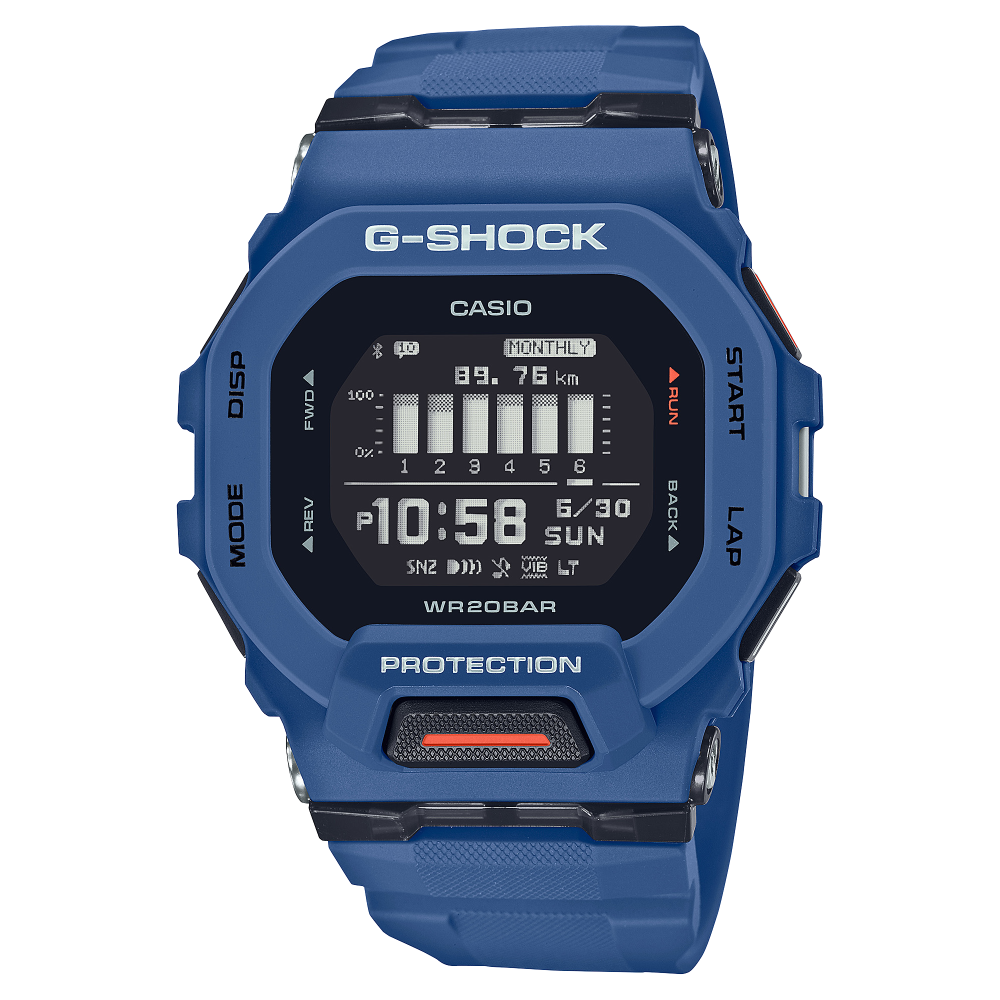 Collection G-Shock - GBD-200-2ER - Montre Casio – boîtier en résine bleu, bracelet en résine bleu, écran numérique – vue de face