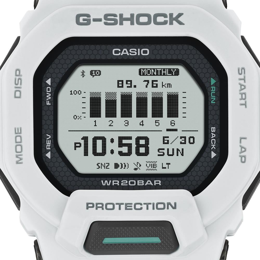 Collection G-Shock - GBD-200-7ER - Montre Casio – boîtier et bracelet en résine blancs, verre à motif nid d'abeille – vue 4