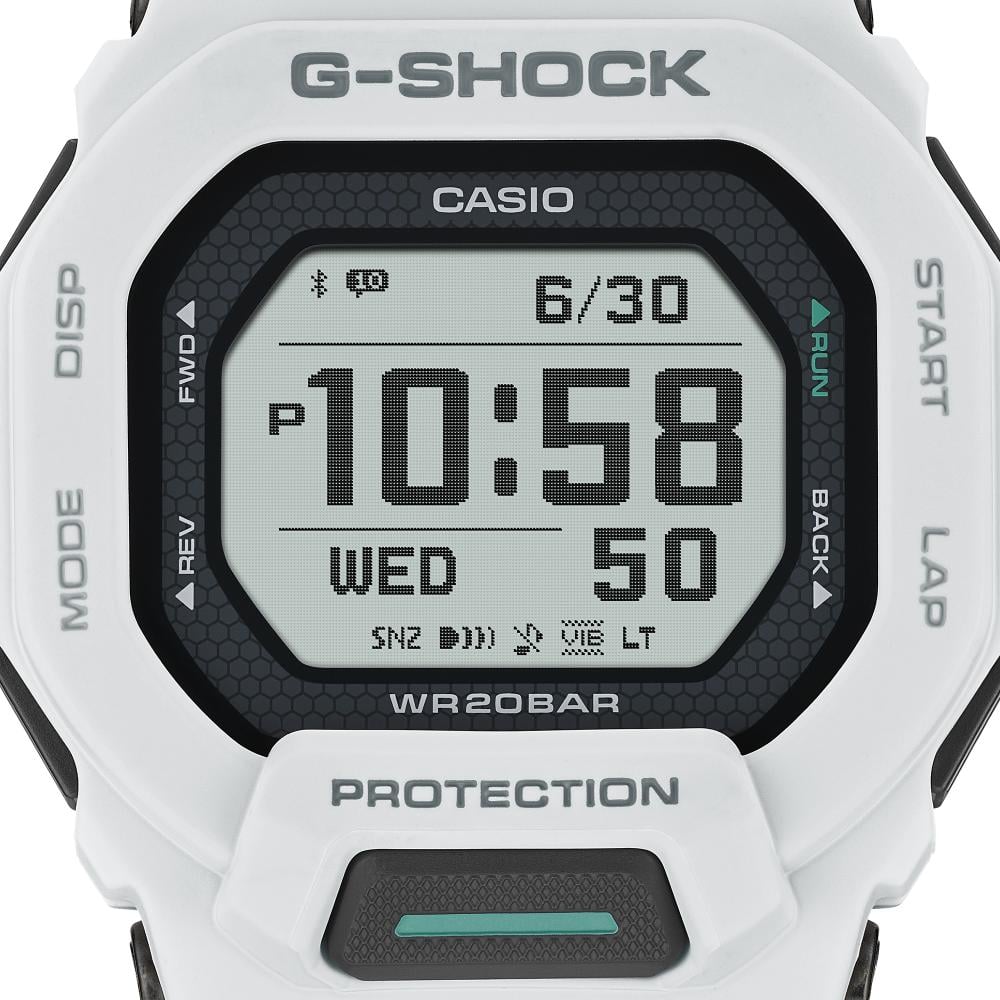 Collection G-Shock - GBD-200-7ER - Montre Casio – boîtier et bracelet en résine blancs, verre à motif nid d'abeille – vue 3