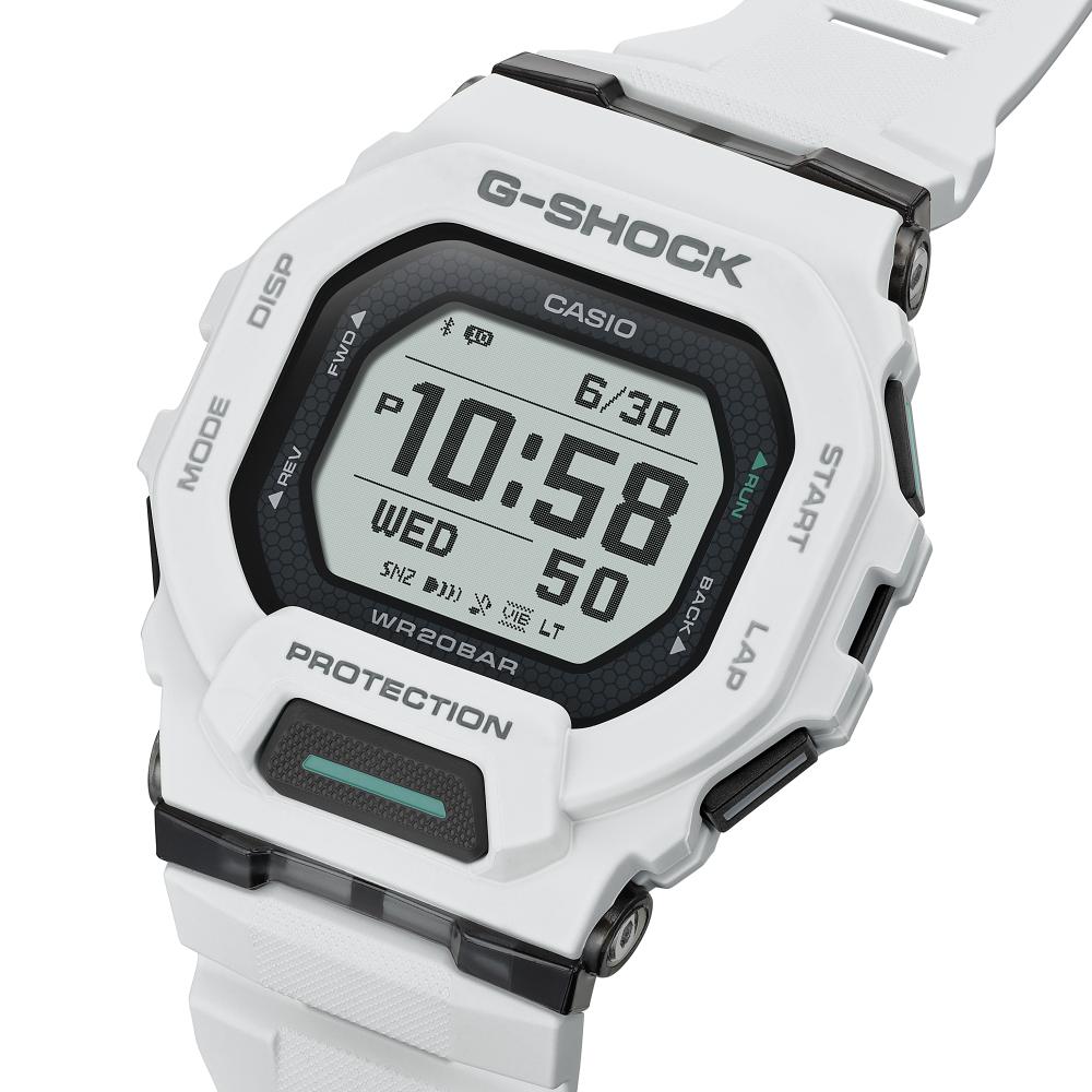 Collection G-Shock - GBD-200-7ER - Montre Casio – boîtier et bracelet en résine blancs, verre à motif nid d'abeille – vue 5