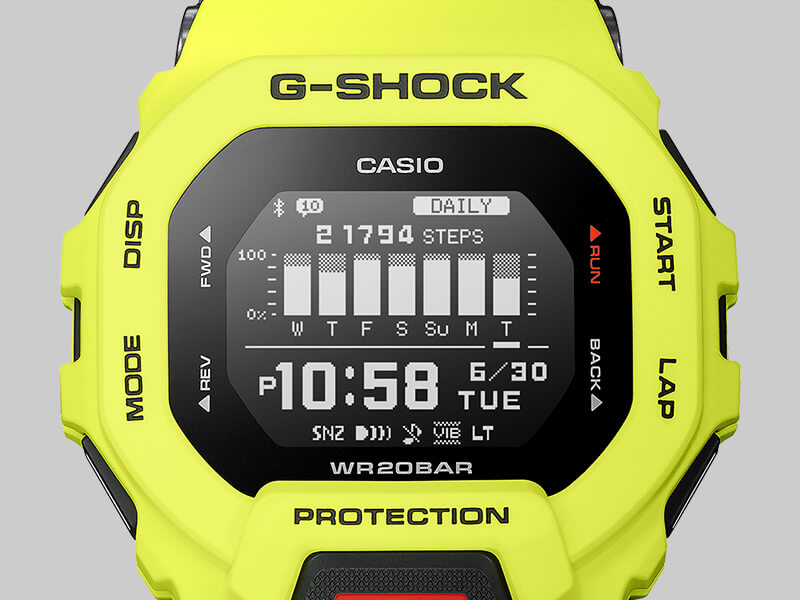 Collection G-Shock - GBD-200-9ER - Montre Casio – montre numérique, boîtier et bracelet en résine jaune – vue 8