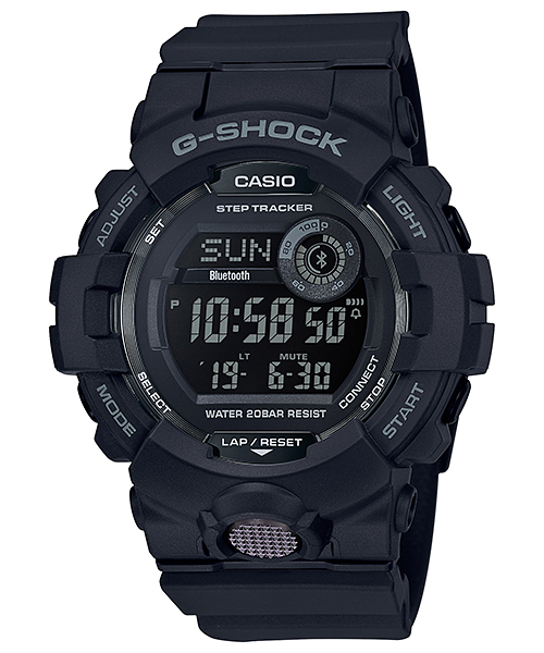 Collection G-Shock - GBD-800-1BER - Montre Casio – montre numérique, boîtier et bracelet en résine noire – vue de face