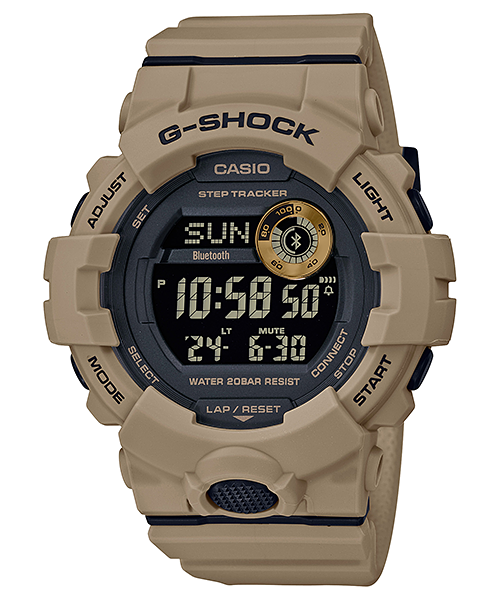 Collection G-Shock - GBD-800UC-5ER - Montre Casio – boîtier et bracelet en résine beige, écran numérique – vue de face