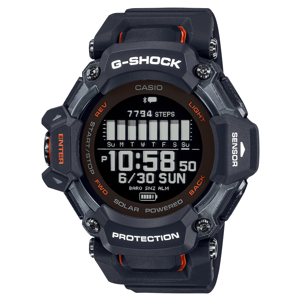 Collection G-Shock - GBD-H2000-1AER - Montre Casio – montre numérique multisport, boîtier et bracelet en résine bio noire – vue de face