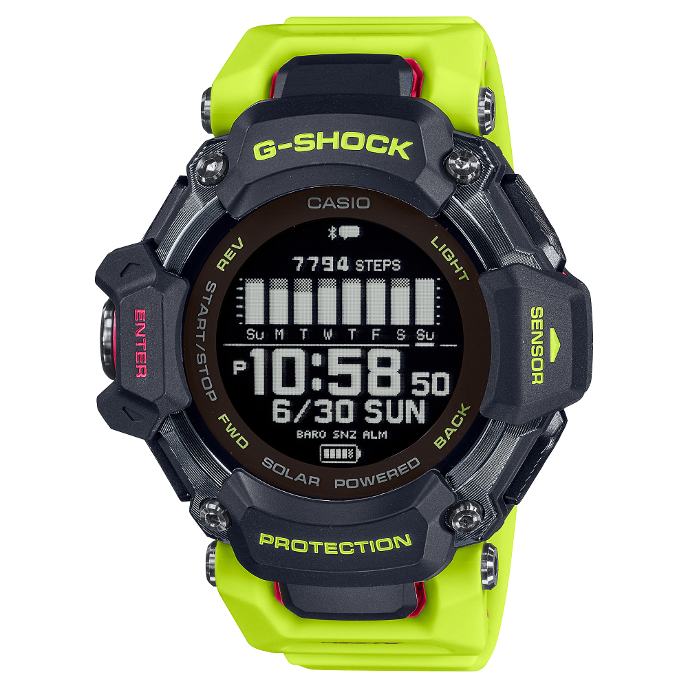 Collection G-Shock - GBD-H2000-1A9ER - Montre Casio – grand boîtier en résine bio noir, bracelet en résine bio noir, écran numérique – vue de face