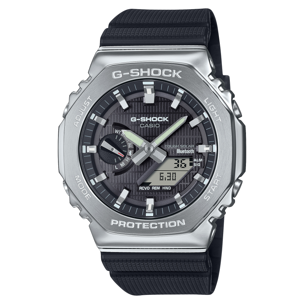 Collection G-Shock - GBM-2100-1AER - Montre Casio – boîtier octogonal noir, bracelet en résine bio noire – vue de face