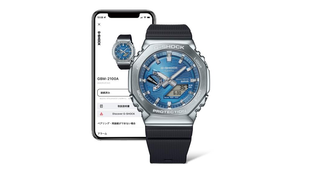 Collection G-Shock - GBM-2100A-2BER - Montre Casio – boîtier à lunette métallique, cadran bleu à index argentés, bracelet en résine bio – vue 4