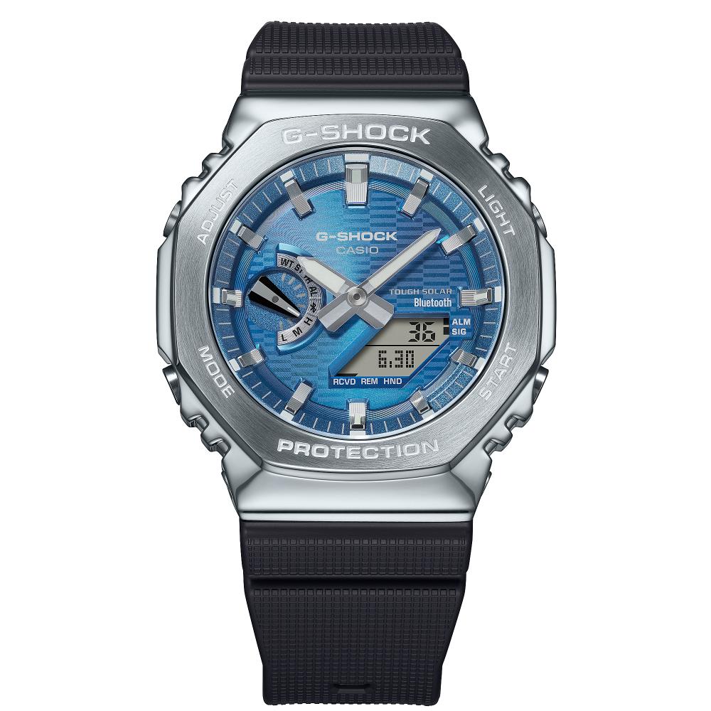 Collection G-Shock - GBM-2100A-2BER - Montre Casio – boîtier à lunette métallique, cadran bleu à index argentés, bracelet en résine bio – vue 5